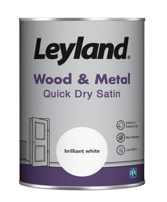 Leyland Wood & Metal Quick Dry Satin 1.25L Brilliant White