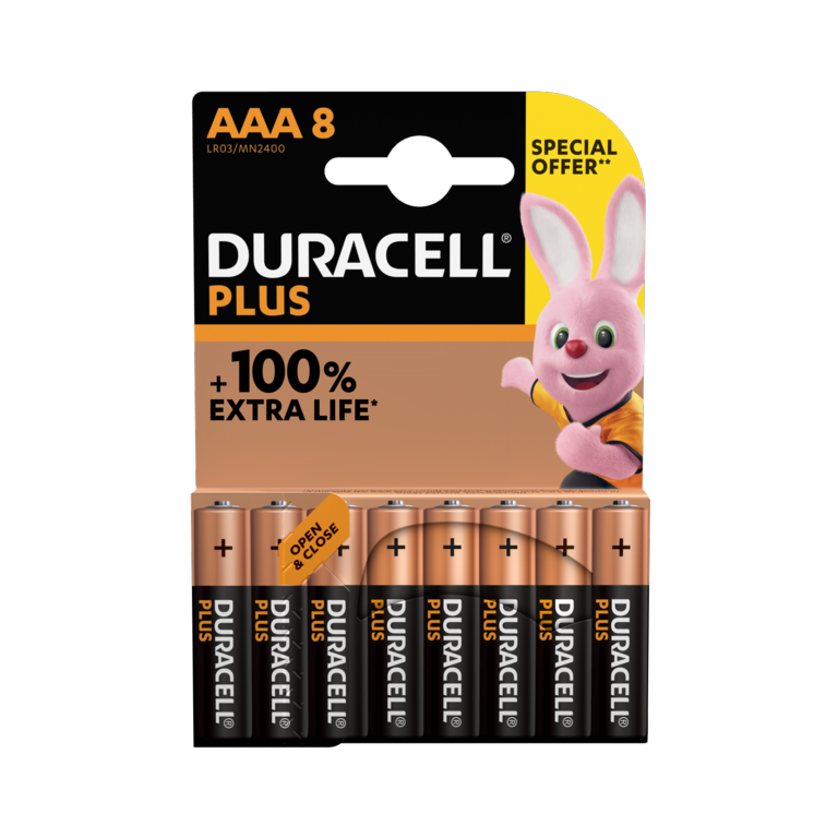 Duracell Plus Power AAA Special Offer Pack 8 Pack