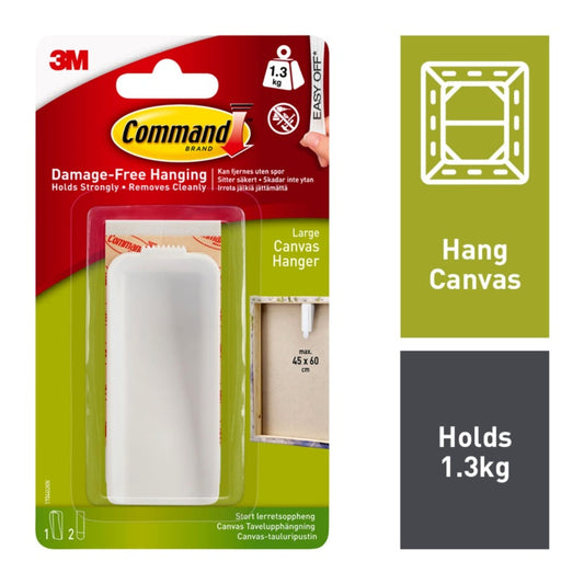 Command™ Large Canvas Hanger 1 Hook, 2 Strips