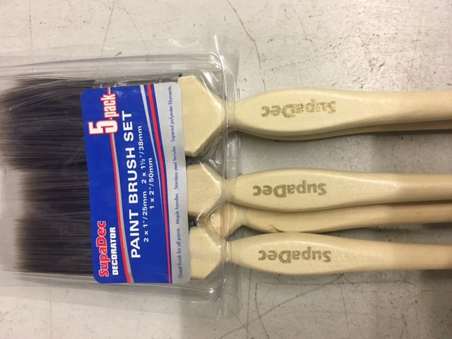SupaDec Maple Handle Paint Brush Set Pack 5