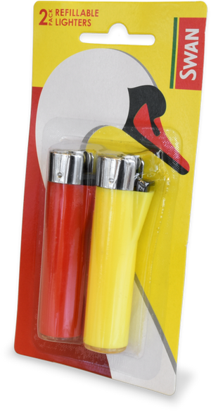 Swan Refillable Lighters Blister Pack of 2