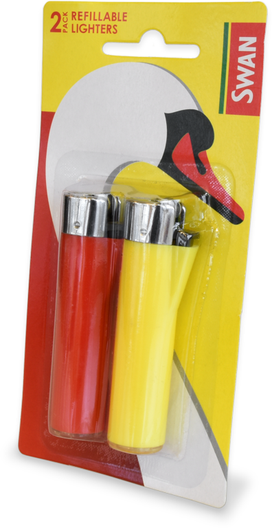 Swan Refillable Lighters Blister Pack of 2