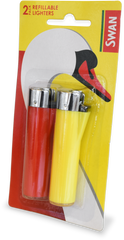 Swan Refillable Lighters Blister Pack of 2
