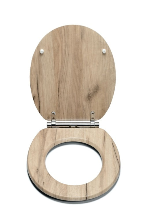 Croydex Grey Oak Flexi Fix Toilet Seat Soft Close Quick Release