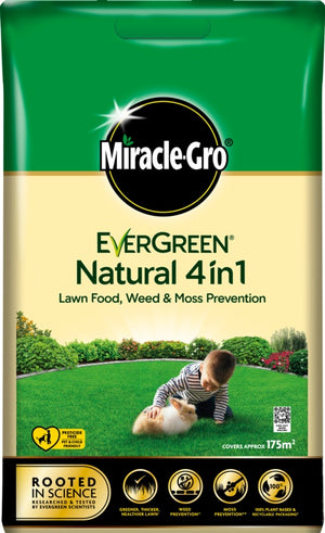 Miracle-Gro® Natural 4 in 1 Feed, Weed & Mosskiller 175sqm