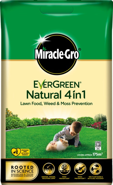 Miracle-Gro® Natural 4 in 1 Feed, Weed & Mosskiller 175sqm