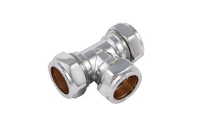 Securplumb Compression Equal Tee Chrome Plated 15mm