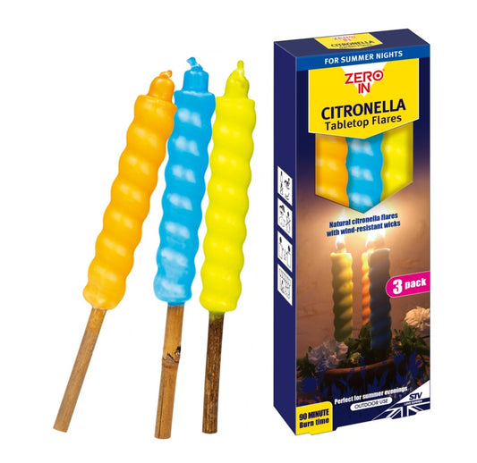 Zero In Table Top Citronella Flares Pack 3 Beach Party