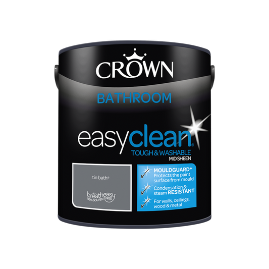 Crown Easyclean Bathroom Mid Sheen 2.5L Tin Bath