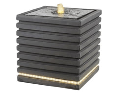 Kaemingk Fountain Squared With Ribs Anthracite with Warm White LEDs