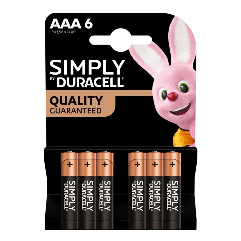 Duracell Simply Batteries AAA Pack 6