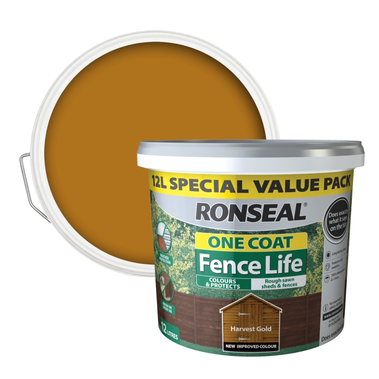 Ronseal One Coat Fence Life 12L Harvest Gold