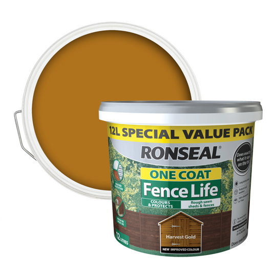 Ronseal One Coat Fence Life 12L Harvest Gold