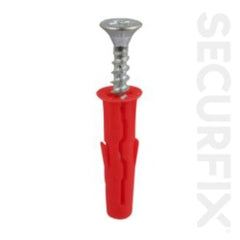 Securfix General Purpose Red Plugs With Screws 20 Pack