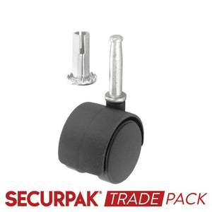 Securpak Twin Wheel Castors Stem 40mm 2 Pack