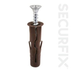 Securfix Heavy Duty Wall Plugs Brown W.Screws 20 Pack