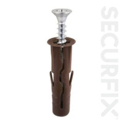 Securfix Heavy Duty Wall Plugs Brown W.Screws 20 Pack