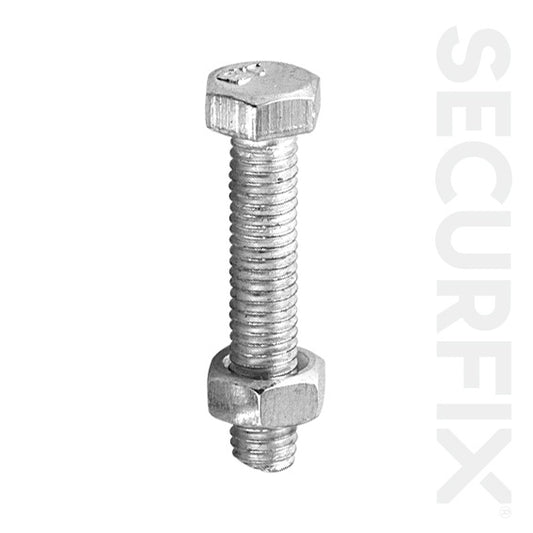 Securfix Hex Bolt Zinc Plated M8X25mm 25 Pack