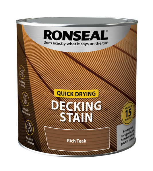 Ronseal Quick Drying Decking Stain 2.5L Rich Teak