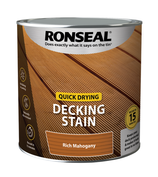 Ronseal Quick Drying Decking Stain 2.5L Rich Mahogany