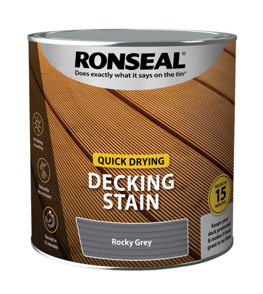 Ronseal Quick Drying Decking Stain 2.5L Rocky Grey