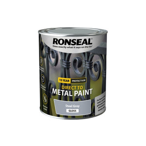 Ronseal Direct To Metal Paint 750ml Steel Grey Gloss