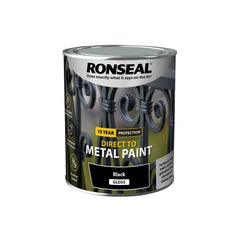 Ronseal Direct To Metal Paint 750ml Black Gloss