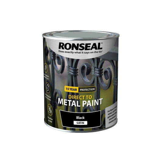 Ronseal Direct To Metal Paint 750ml Black Satin