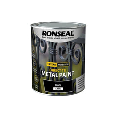 Ronseal Direct To Metal Paint 750ml Black Satin