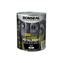Ronseal Direct To Metal Paint 750ml Black Satin