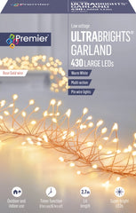 Premier 430 LED Multi Action Ultra Brights Garland Warm White /Rose Gold Wire