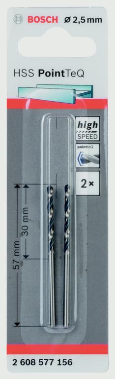 Bosch HSS Twist PointTeq Drill Bit 2.5mm Pack 2