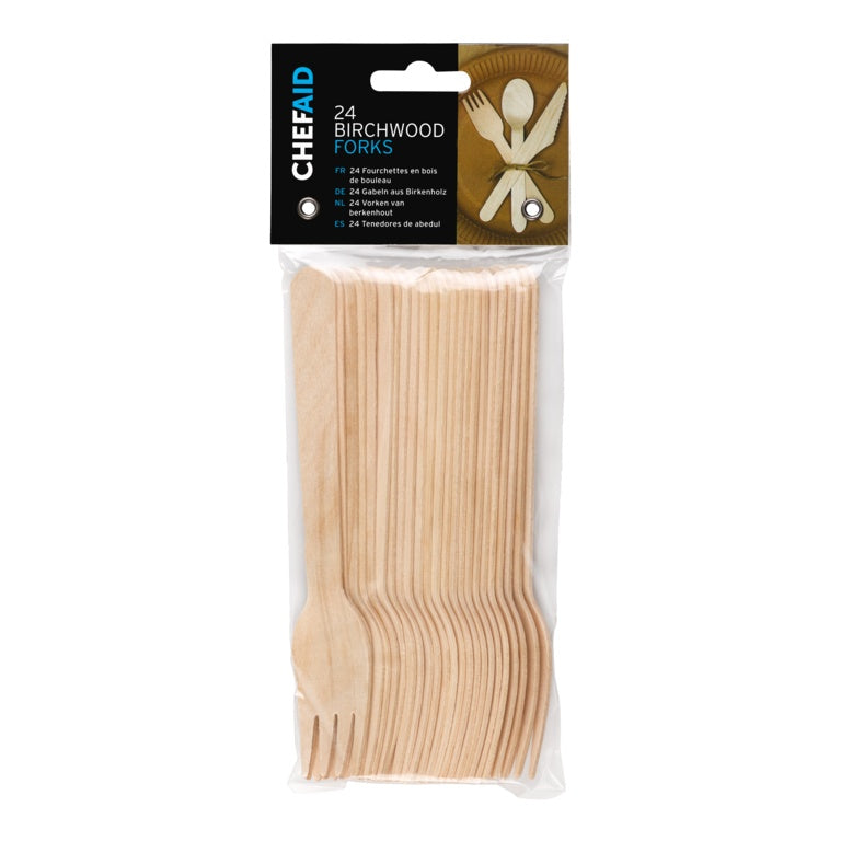 Chef Aid Wooden Cutlery Forks Pack of 24
