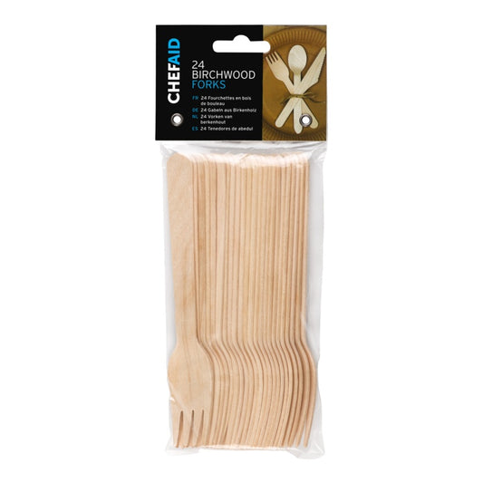 Chef Aid Wooden Cutlery Forks Pack of 24