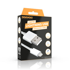 Daewoo 1m USB-A To 8 Pin Lightning 1a Cable