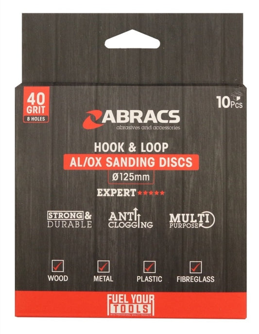 Abracs AL/OX Sanding Disc Pack 10 125mm x 40 Grit