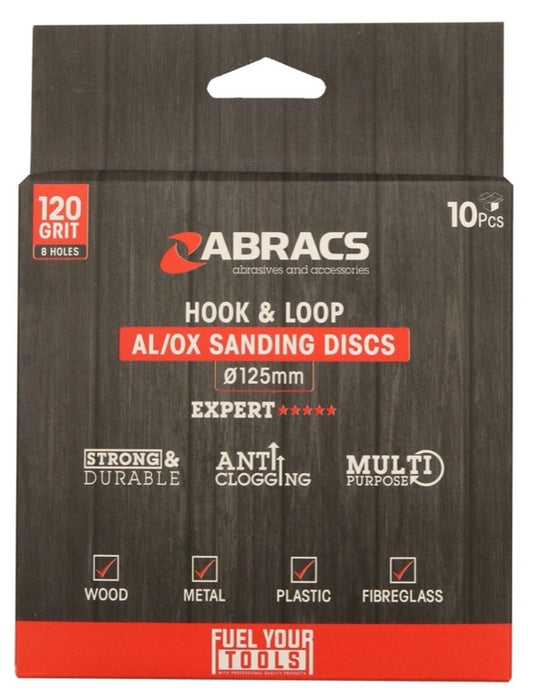 Abracs Hook & Loop Disc Pack 10 125mm x 120 Grit