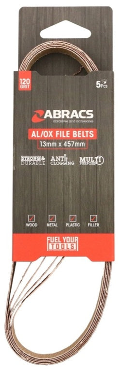 Abracs AL/OX File Belts 13mm x 457mm Pack 5 120 Grit