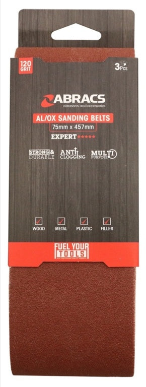 Abracs AL/OX Sanding Belt 75mm x 457mm 120 Grit
