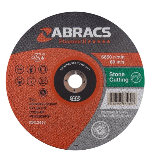 Abracs Phoenix Flat Stone Cutting Disc 230mm x 3.0mm x 22.23mm