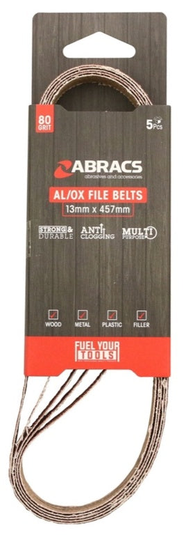 Abracs AL/OX File Belts 13mm x 457mm Pack 5 80 Grit