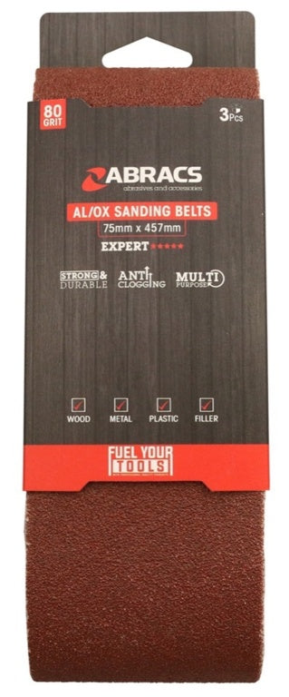 Abracs AL/OX Sanding Belt 75mm x 457mm 80 Grit