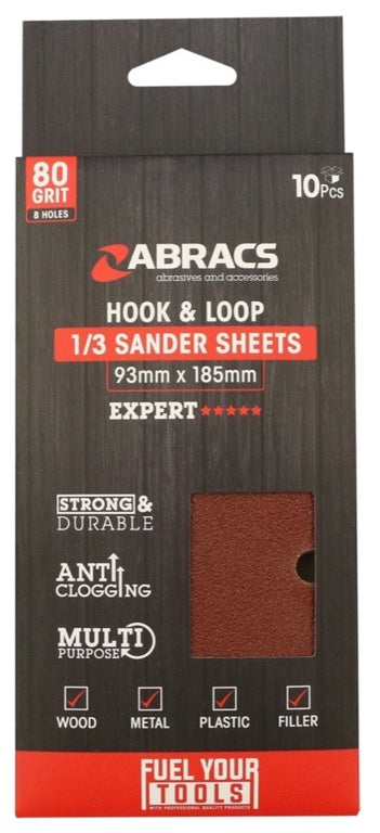 Abracs Orbital Hook & Loop Sander Sheets 93 x 185mm 80g