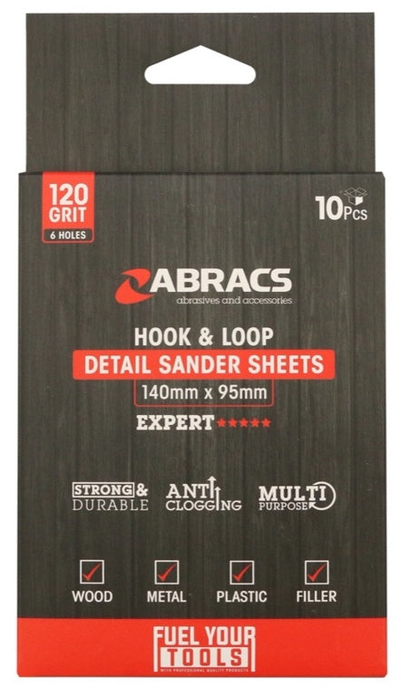 Abracs Hook & Loop Detail Sanding Sheets 95x145 120g Fine
