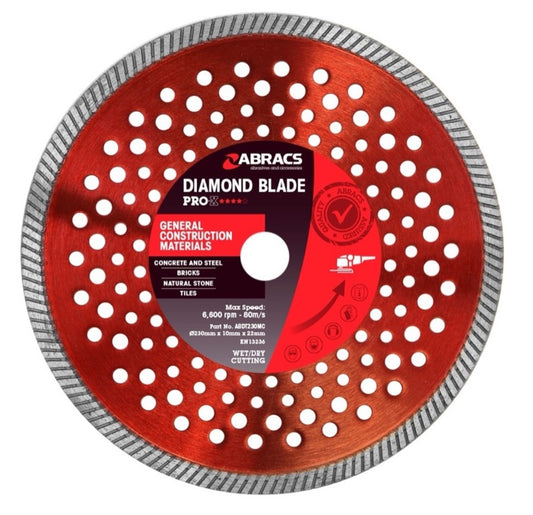 Abracs Gcm-Pro-X Diamond Blade 230x10x22 230mm x 10mm x 22.23mm PRO-X General Construction Materials Diamond Blade