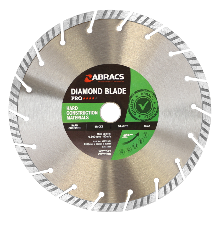 Abracs Hcm-Pro Diamond Blade 230x10x22 230mm x 10mm x 22.23mm PRO Hard Construction Materials Diamond Blade