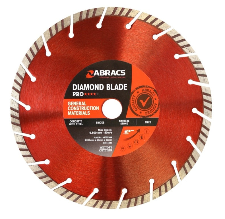 Abracs Gcm-Pro Diamond Blade 230x10x22 115mm x 10mm x 22.23mm PRO General Construction Materials Diamond Blade