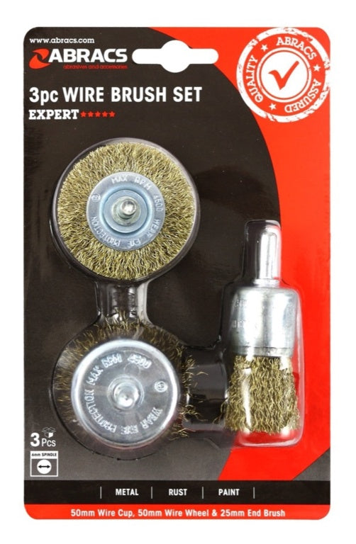 Abracs Spindle Wire Brush Set 3 Piece