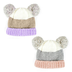 RJM Accessories Babies Striped Soft Feel Hat Pom Pom