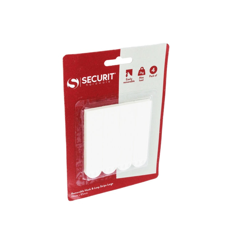 Securit Removable Hook & Loop Strips Pack 4 Large